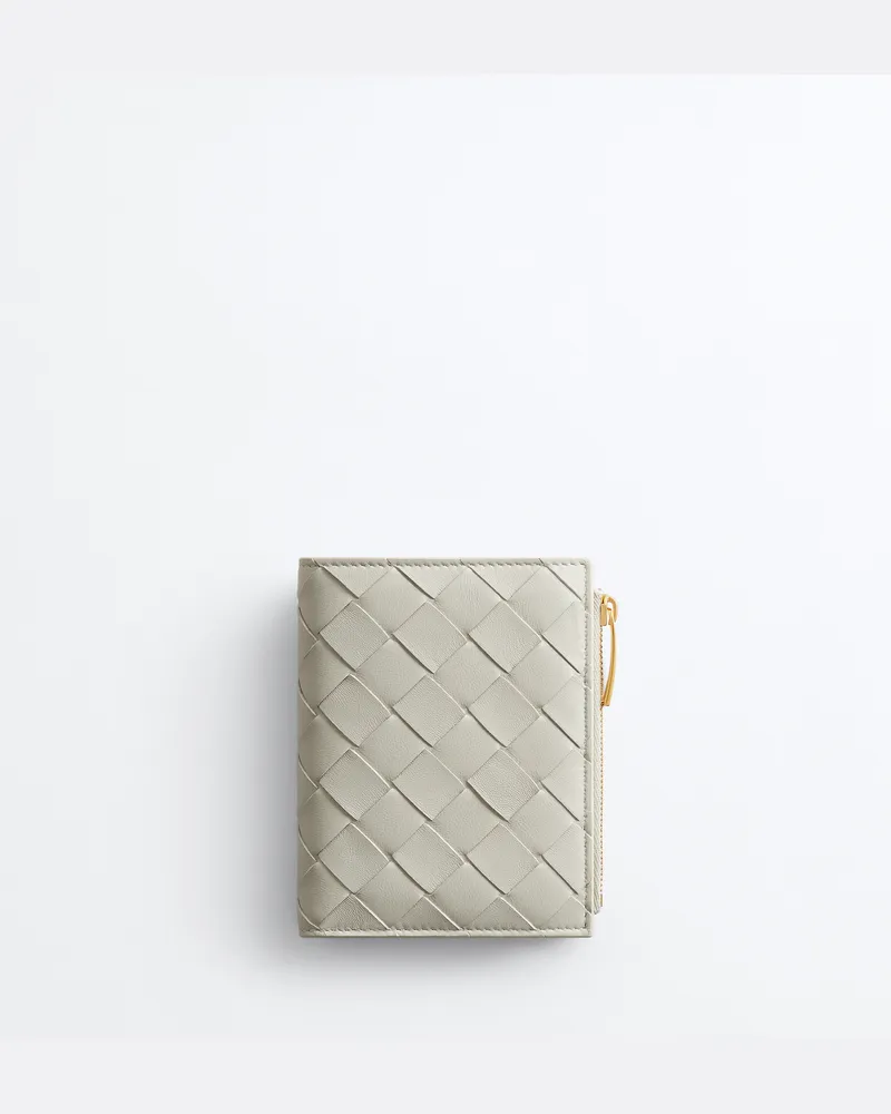 Bottega Veneta Kleines Intrecciato Bi-Fold Portemonnaie-Grau - Damen Grau