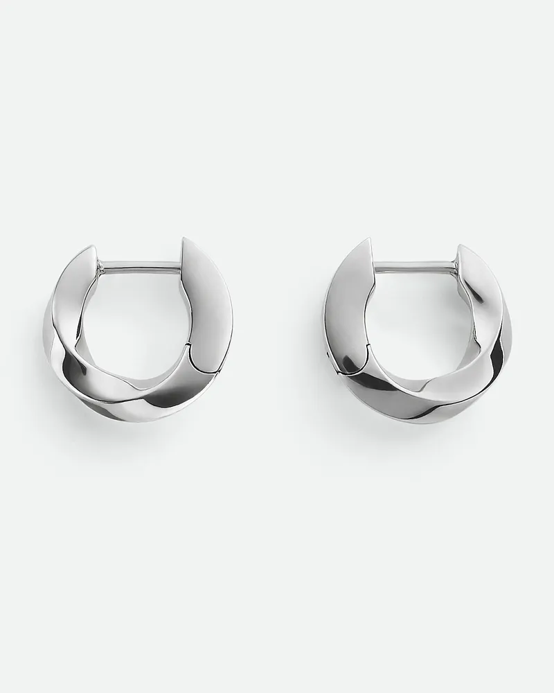 Bottega Veneta Essential Twist Hoop Ohrringe Silver