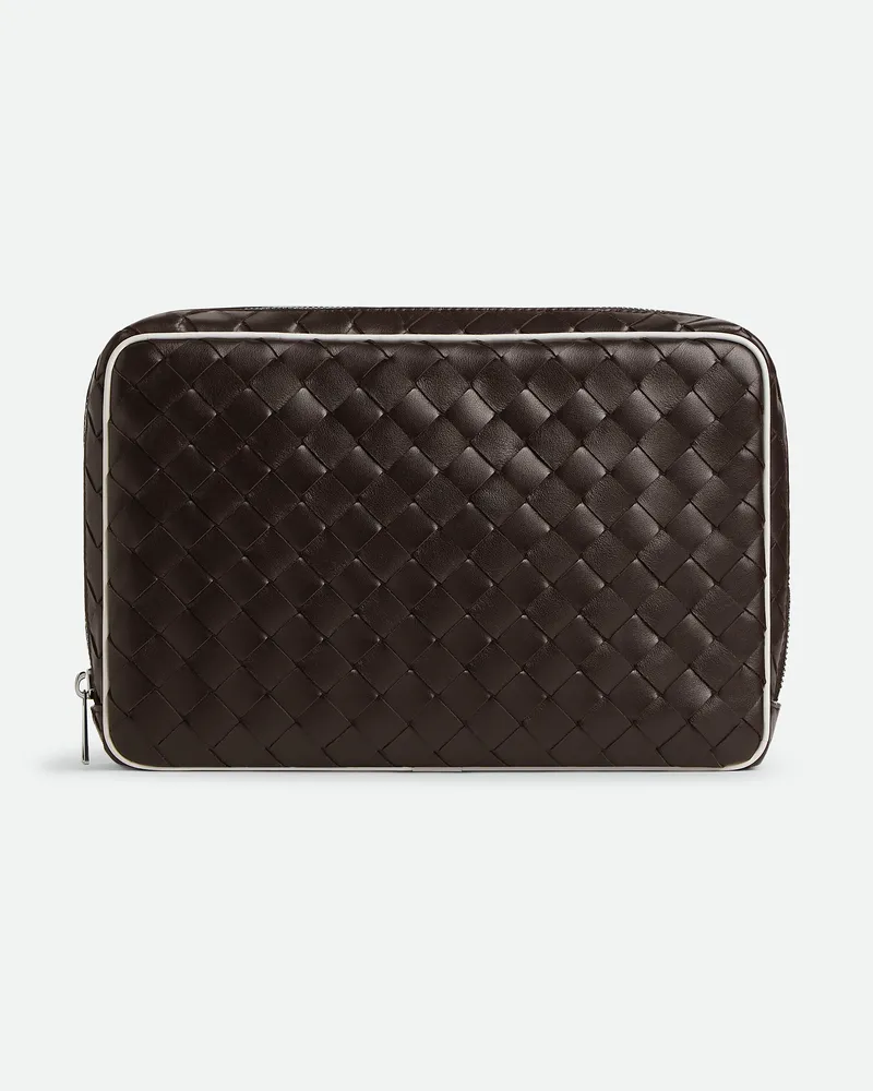 Bottega Veneta Große Intrecciato Pouch Mit Zip Fondant