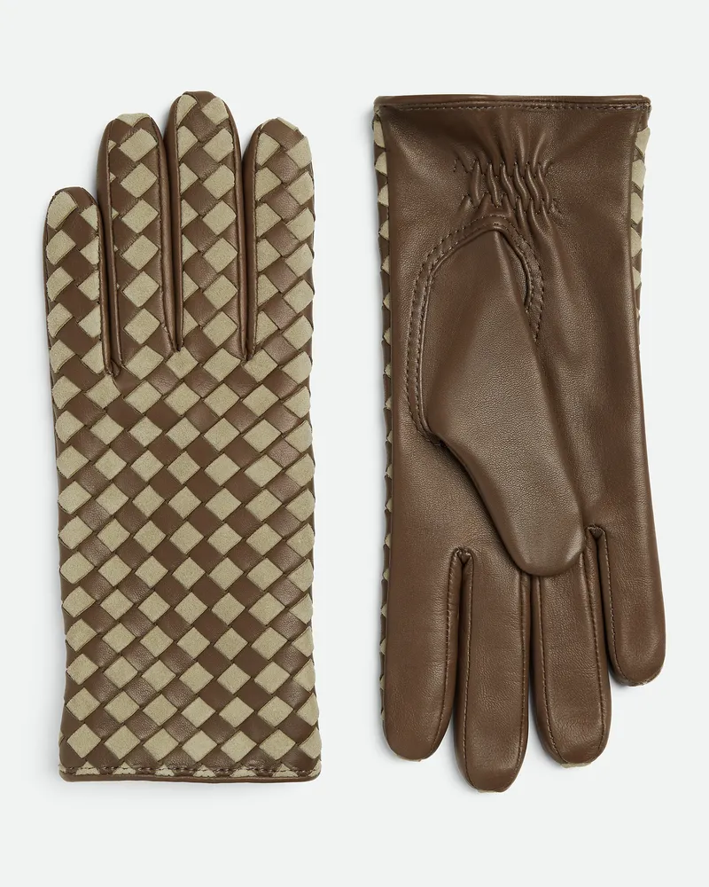 Bottega Veneta Handschuhe Aus Intrecciato Leder Und Wildleder - Beige - Damen - 8 - Lammleder Beige