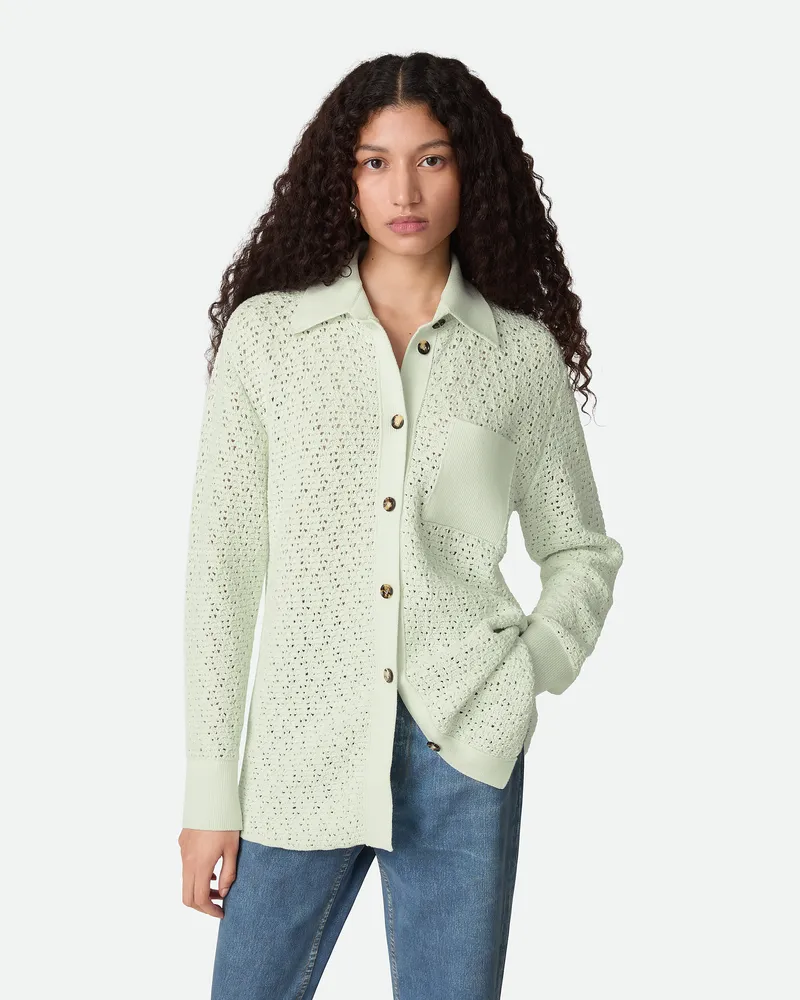 Bottega Veneta Gehäkeltes Baumwollhemd - Blau - Damen Baumwolle Blau