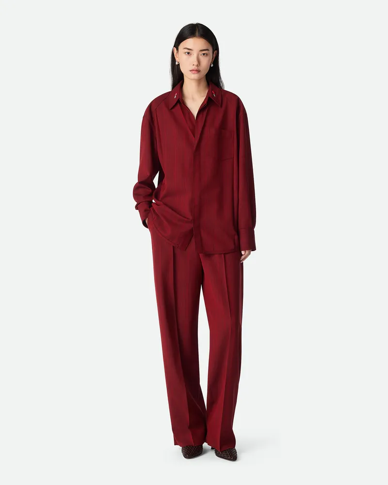 Bottega Veneta Fein Gestreiftes Wollhemd Red
