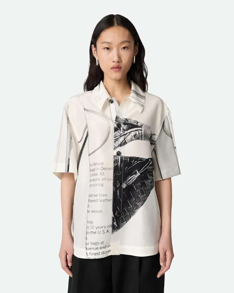 Bottega Veneta Bedrucktes Seidenhemd Chalk
