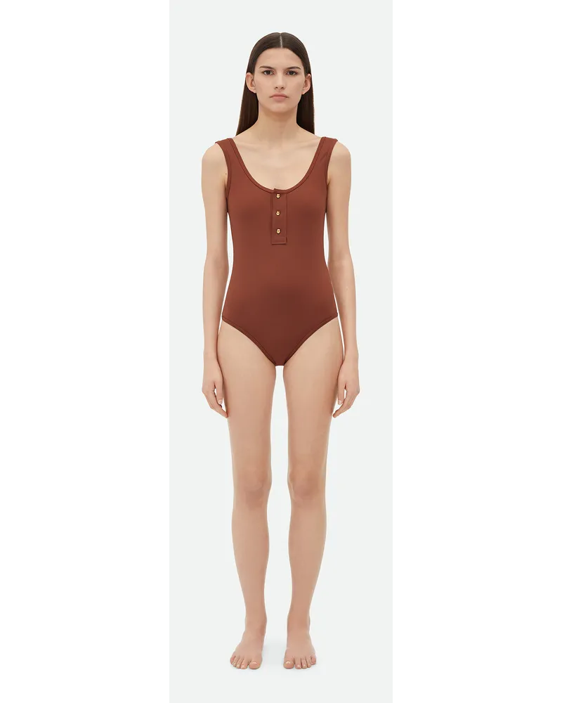 Bottega Veneta Badeanzug Aus Nylon Pecan