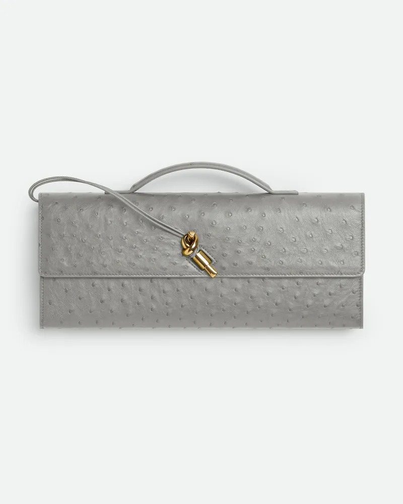 Bottega Veneta Andiamo Clutch - Grau & Silberfarben - Damen - 100% Straußenleder Grau