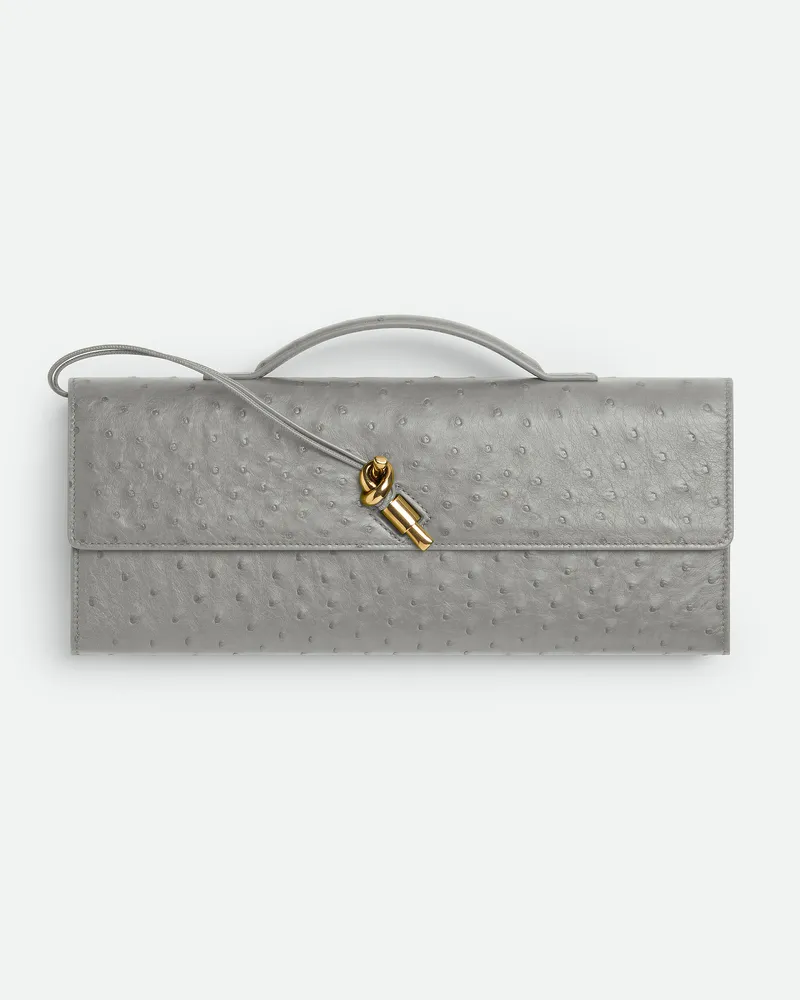 Bottega Veneta Andiamo Clutch - Grau & Silberfarben - Damen - 100% Straußenleder Grau