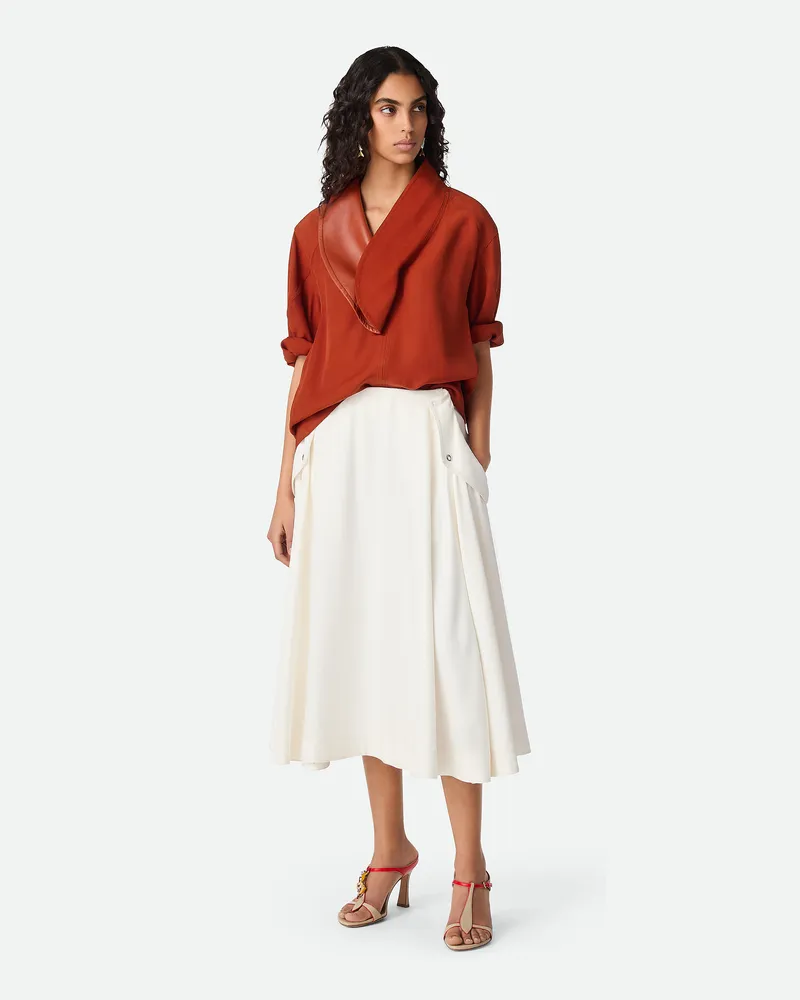 Bottega Veneta Faltenrock Aus Viskose Chalk