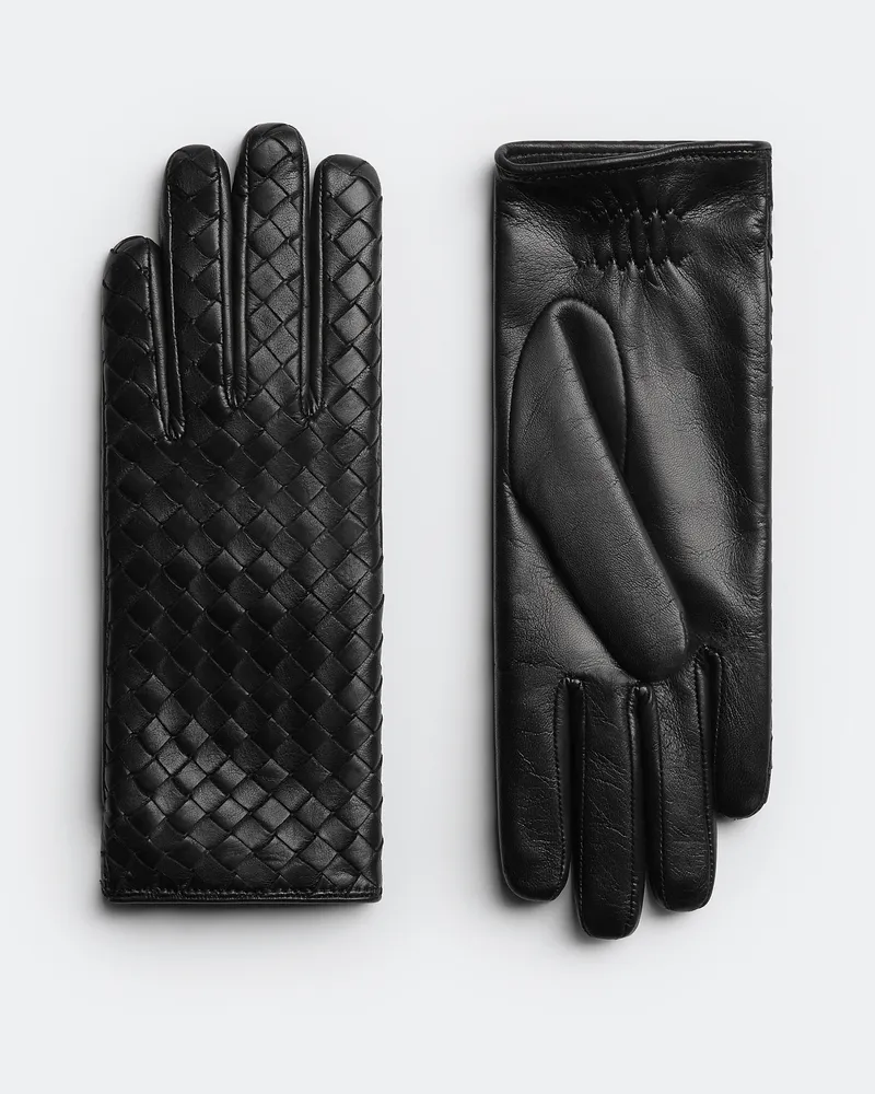 Bottega Veneta Handschuhe Aus Intrecciato Leder - Grau - Damen - 8 - Lammleder Grau