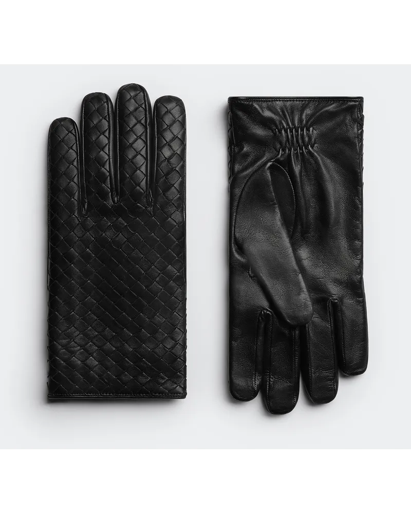 Bottega Veneta Handschuhe Aus Intrecciato Leder Black