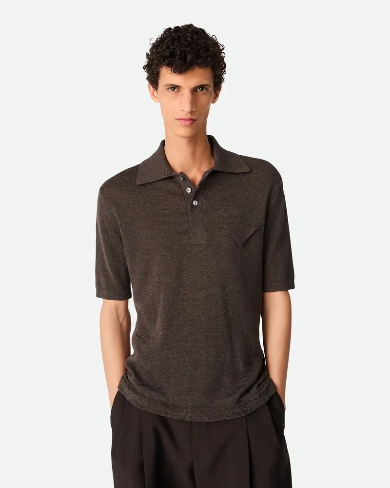 Bottega Veneta Poloshirt Aus Leichte Leinen Dark