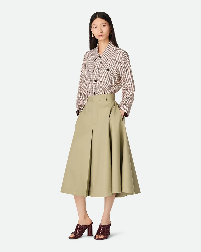 Bottega Veneta Aförmiger Rock Aus Baumwolltwill Travertine