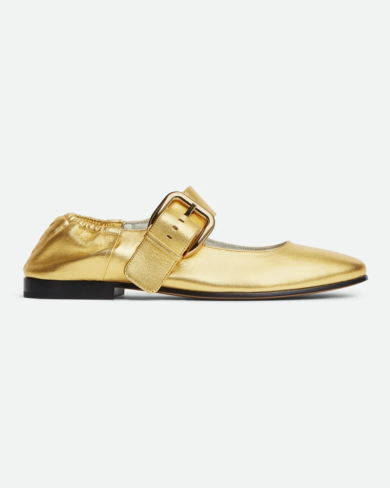 Bottega Veneta Amy Mary-jane Ballerinas Gold