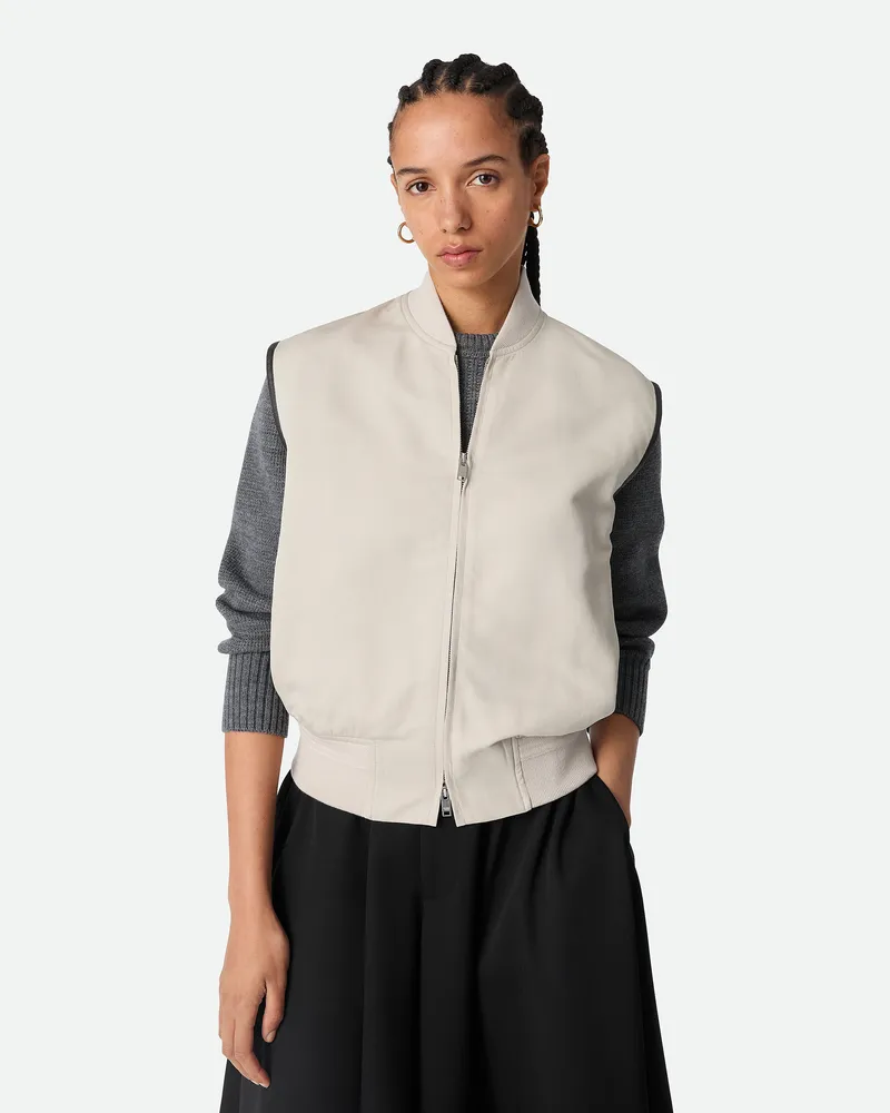 Bottega Veneta Weste Aus Seide Und Baumwolltwill - Grau & Silberfarben - Damen 57 % Baumwolle & 43 % Seide Grau