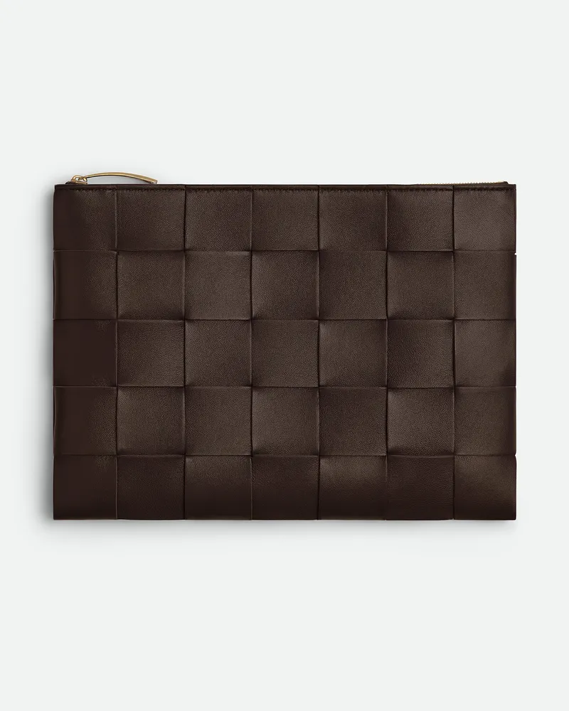 Bottega Veneta Mittelgrosse Flache Cassette Pouch - Braun - Damen - Lammleder Braun