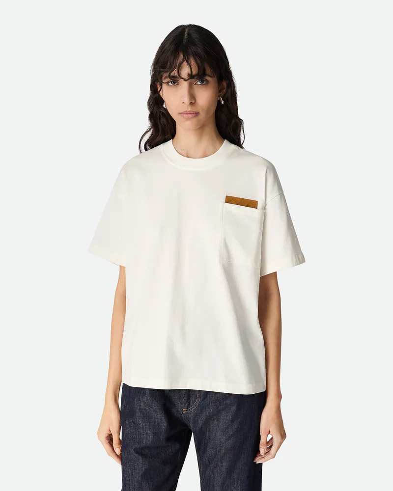 Bottega Veneta Tshirt Aus Baumwolljersey Chalk