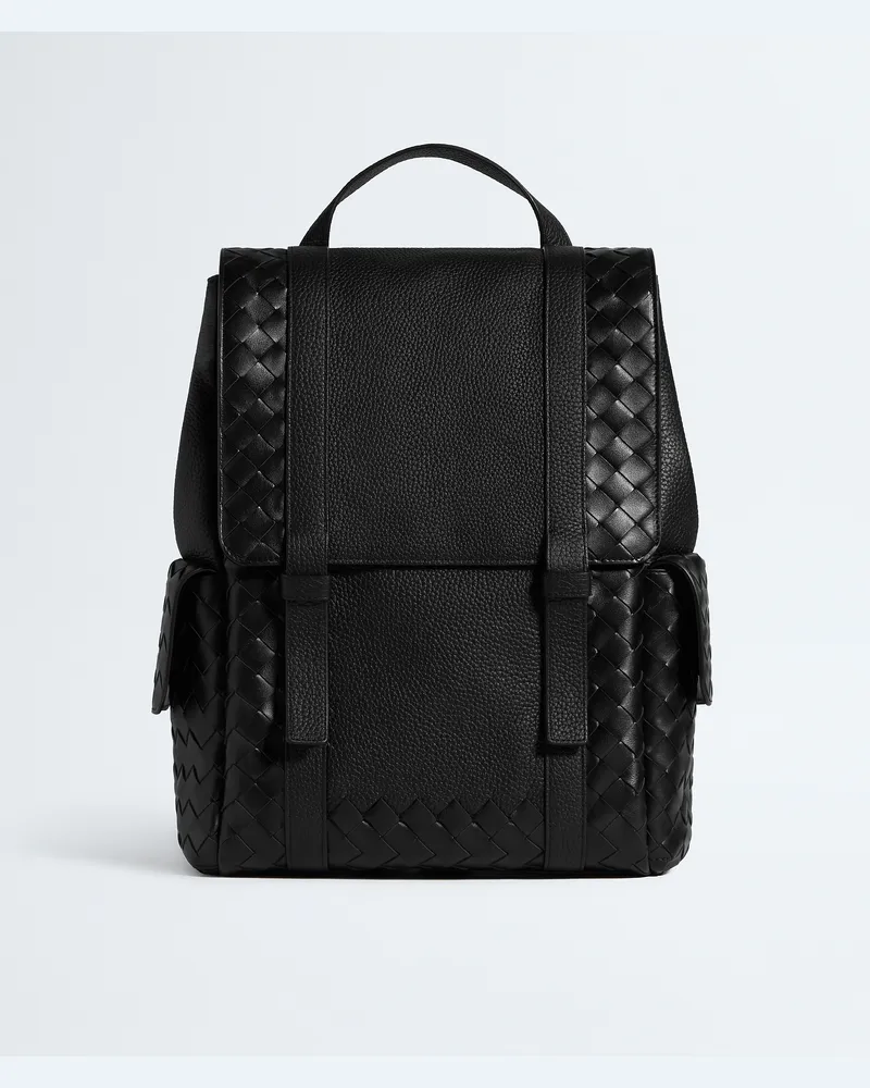 Bottega Veneta Intrecciato Back To School Rucksack - Schwarz - Herren - 100 % Kalbsleder Schwarz