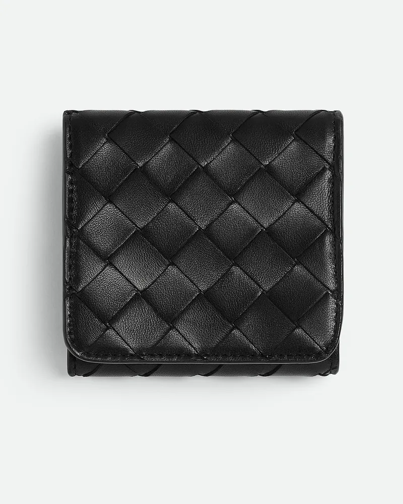 Bottega Veneta Kompaktes Intrecciato Tri-fold Portemonnaie - Schwarz - Damen - 100% Lammleder Schwarz
