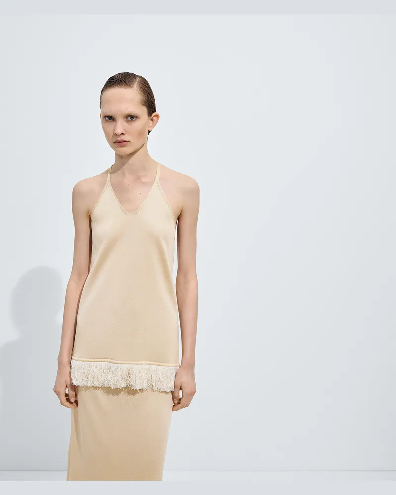 Bottega Veneta Seiden-Strickoberteil-Beige - Damen Beige