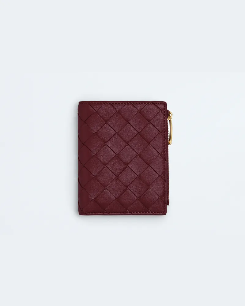 Bottega Veneta Kleines Intrecciato Bi-fold Portemonnaie - Bordeaux - Damen - 100 % Lammleder Bordeaux