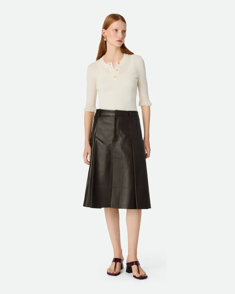 Bottega Veneta Faltenrock Aus Leder - Braun - Damen Wolle & Polyamid Braun
