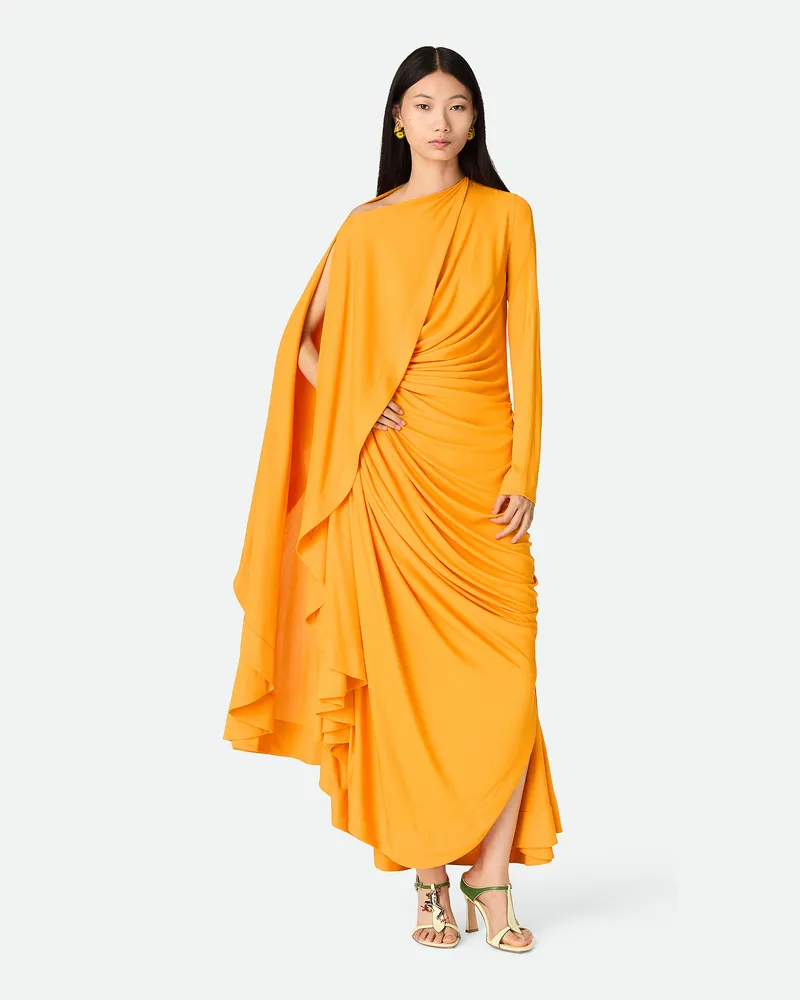 Bottega Veneta Drapiertes Kleid Aus Viskosejersey Mandarin