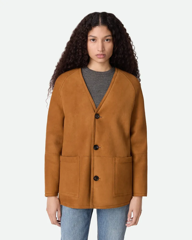 Bottega Veneta Mantel Aus Gefilztem Merino-shearling Wheatfield