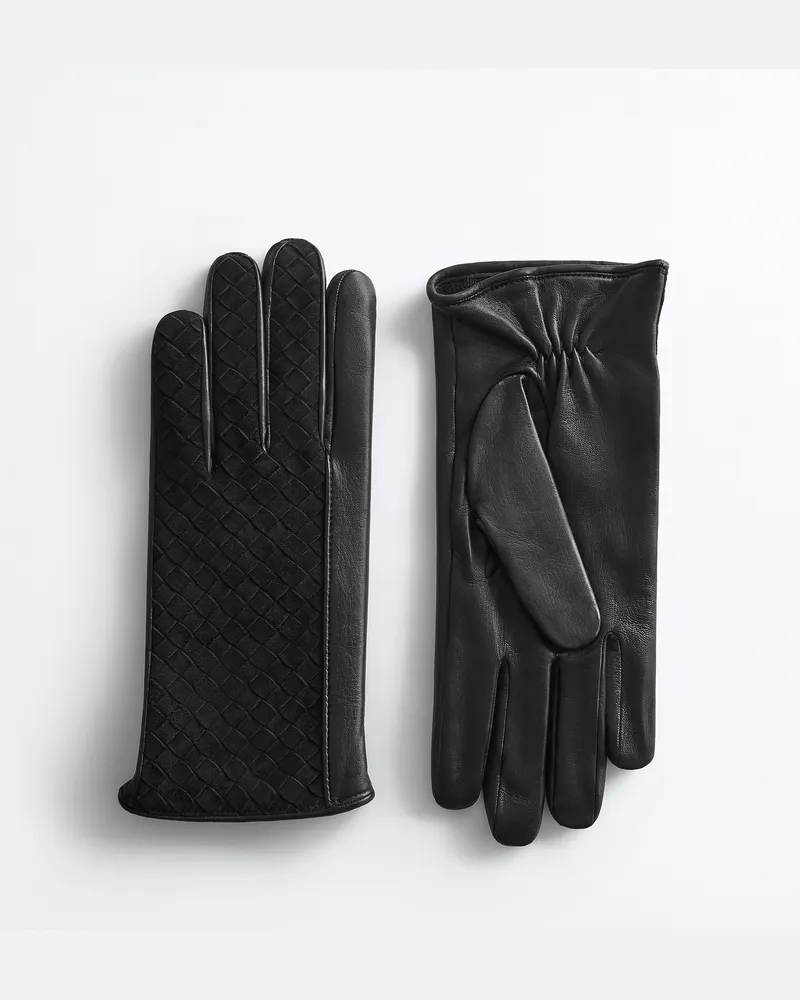 Bottega Veneta Handschuhe aus Intrecciato Wildleder-Schwarz - Herren Schwarz