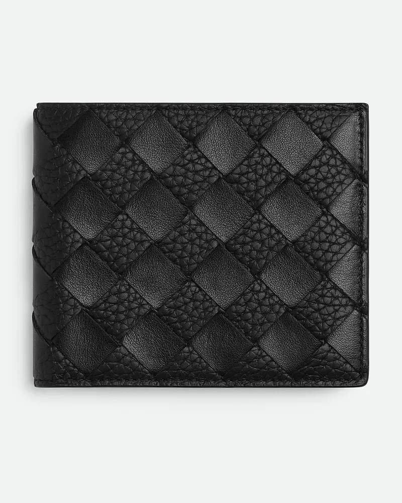 Bottega Veneta Intrecciato Bi-fold Portemonnaie - Schwarz - Herren - 100% Kalbsleder Schwarz