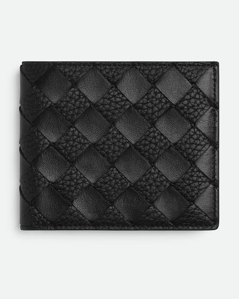 Bottega Veneta Intrecciato Bi-fold Portemonnaie - Schwarz - Herren - 100% Kalbsleder Schwarz