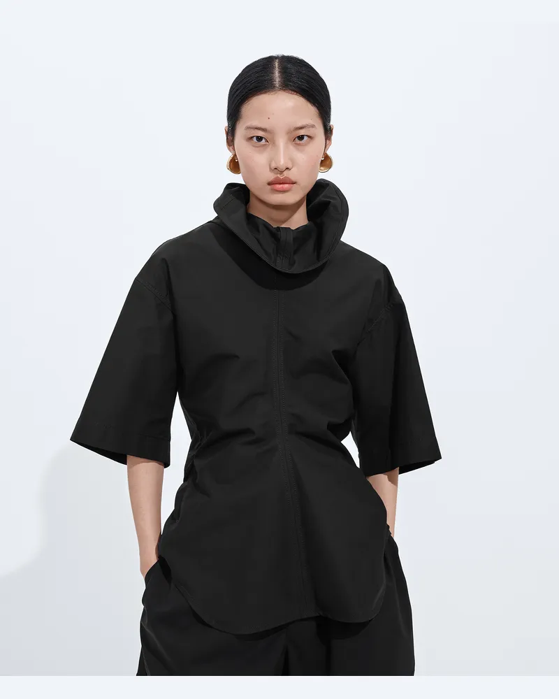 Bottega Veneta Top aus kompakter Baumwolltoile-Schwarz - Damen Schwarz