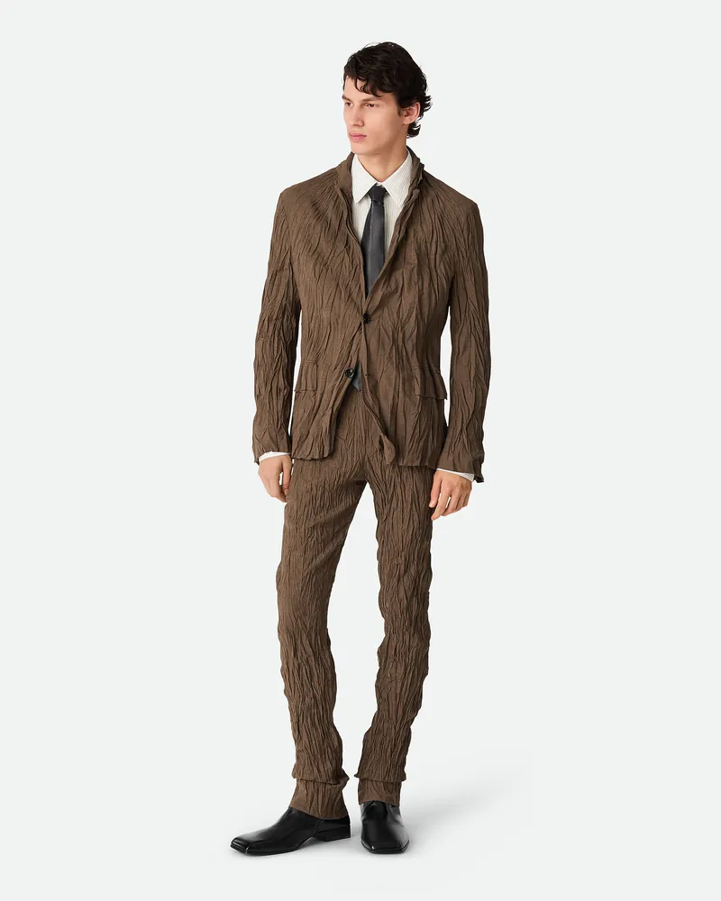 Bottega Veneta Wolljacke Mit Crushedeffekt Coffee