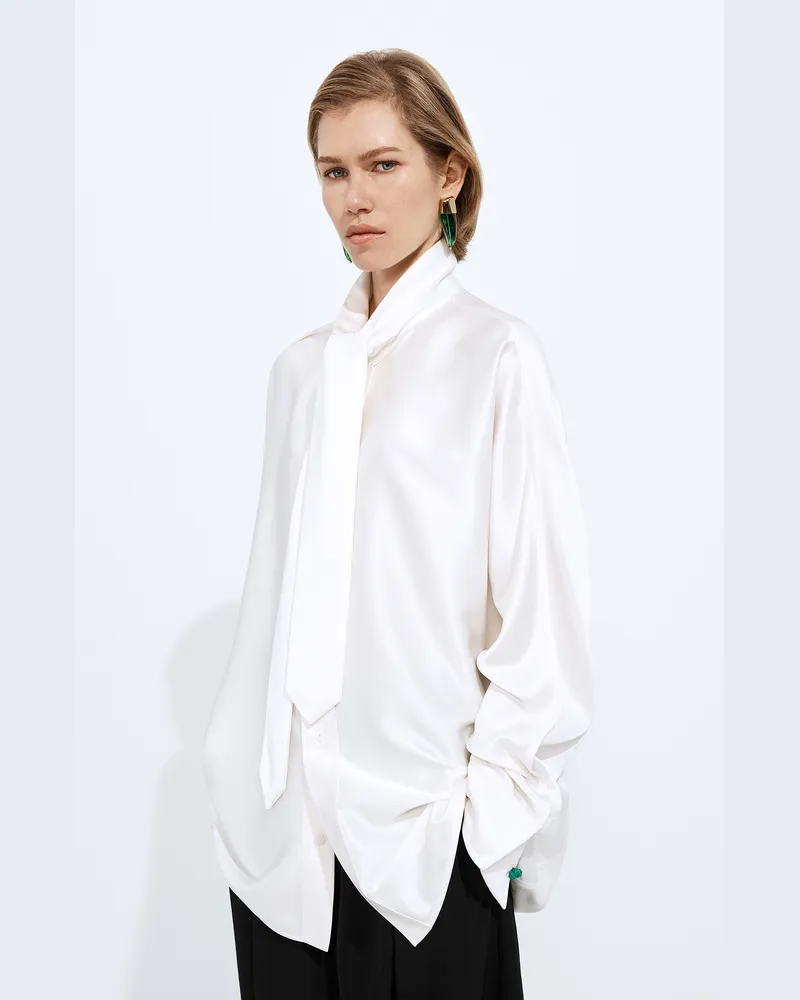 Bottega Veneta Hemd aus fließendem Seidensatin-Weiss - Damen Weiss