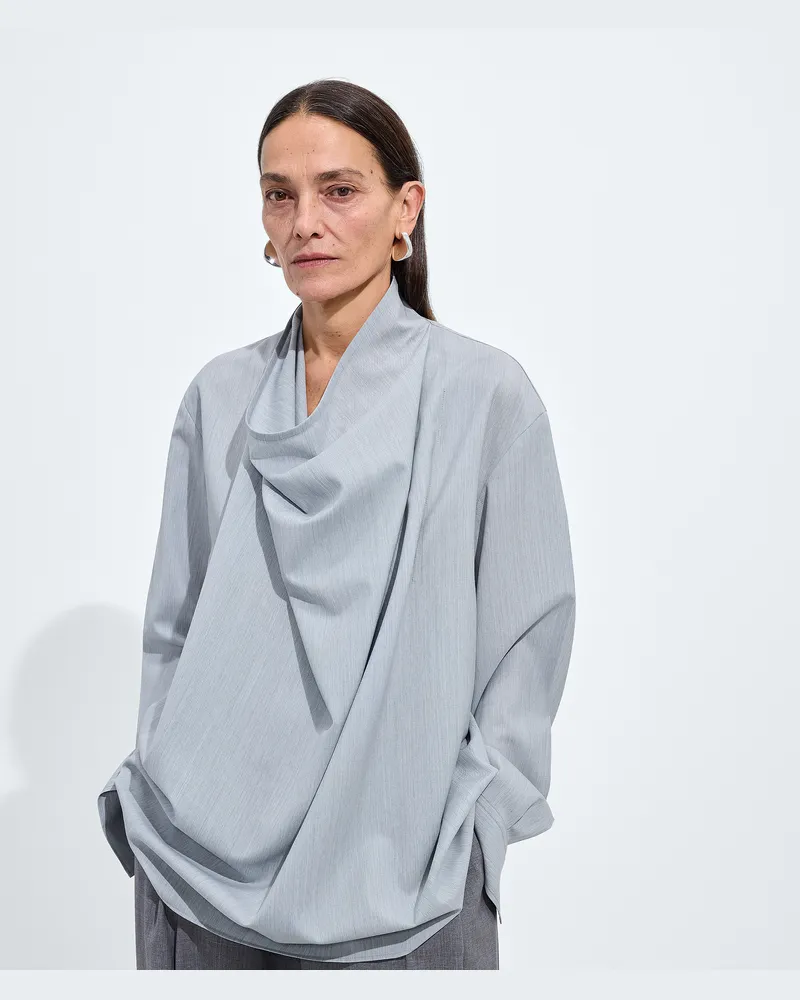 Bottega Veneta Bluse aus leichtem Wolltoile-Blau - Damen Blau