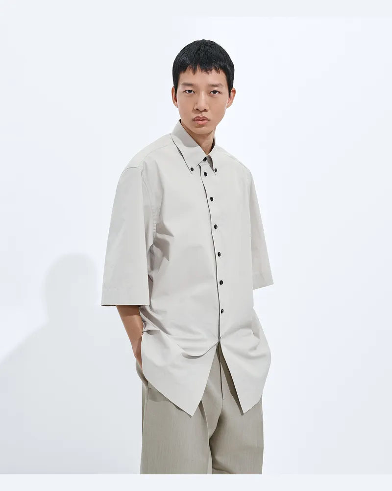 Bottega Veneta Hemd Aus Baumwollpopeline - Grau & Silberfarben - Herren 100 % Baumwolle Grau