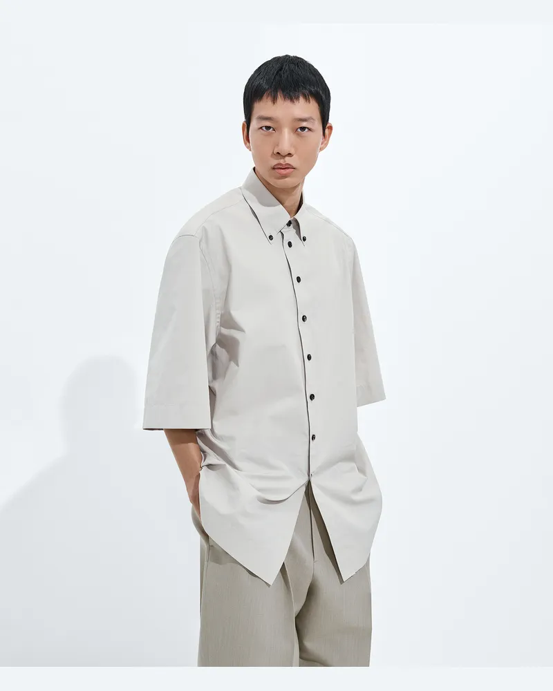 Bottega Veneta Hemd Aus Baumwollpopeline - Grau & Silberfarben - Herren 100 % Baumwolle Grau