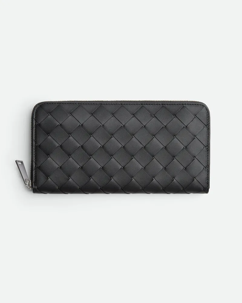 Bottega Veneta Intrecciato Portemonnaie Mit Umlaufendem Zip - Schwarz - Herren Schwarz