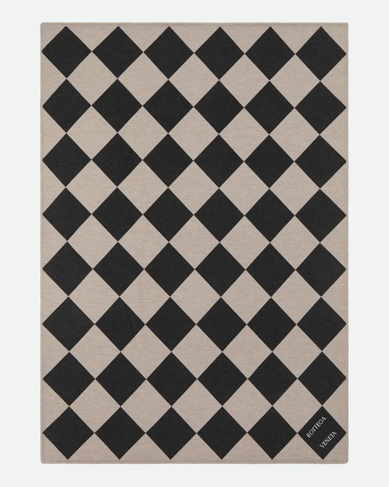 Bottega Veneta Karierte Jacquard-decke - Grau & Silberfarben - Unisex - 100 % Wolle Grau