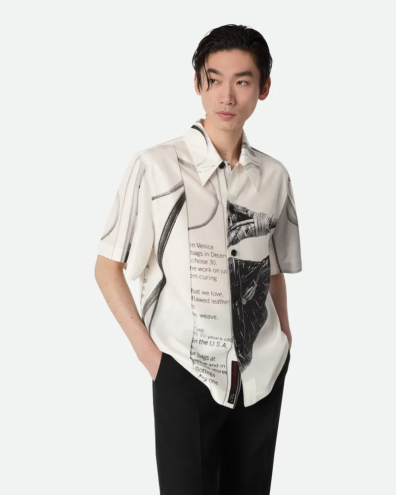 Bottega Veneta Bedrucktes Seidenhemd Chalk