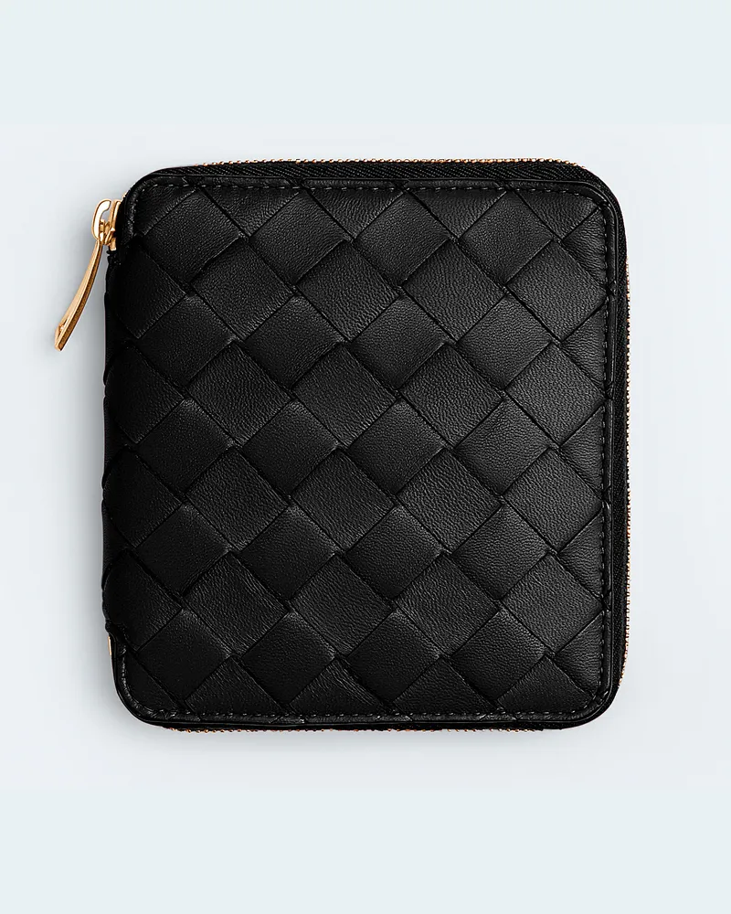 Bottega Veneta Portemonnaie Mit Umlaufendem Zipper - Schwarz - Damen - 50% Lammleder & 50% Kalbsleder Schwarz