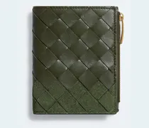 Kleines Intrecciato Bi-Fold Portemonnaie-Grün - Damen