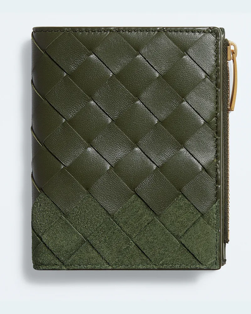 Bottega Veneta Kleines Intrecciato Bi-Fold Portemonnaie-Grün - Damen Grün