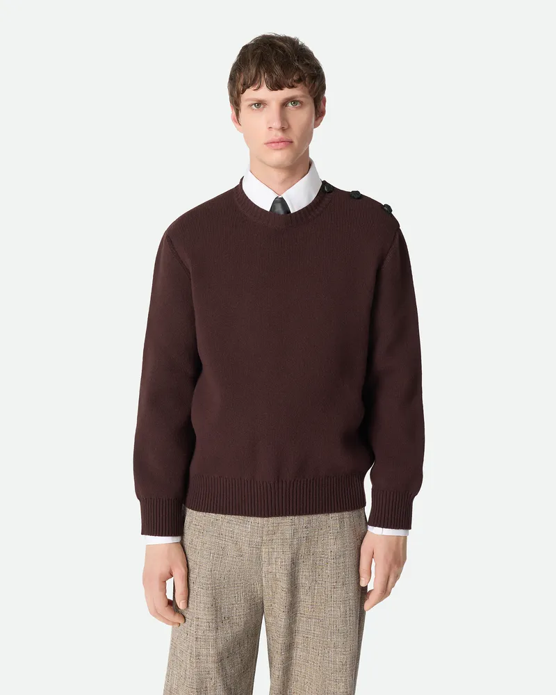 Bottega Veneta Pullover Aus Kompakter Wolle - Braun - Herren 93 % Wolle, 6 % Polyamid & 1 % Elasthan Braun