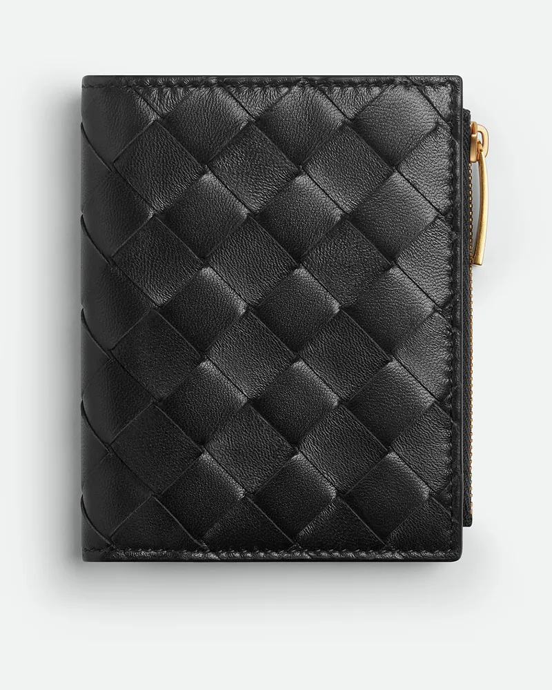 Bottega Veneta Kleines Intrecciato Bi-fold Portemonnaie - Schwarz - Damen Schwarz