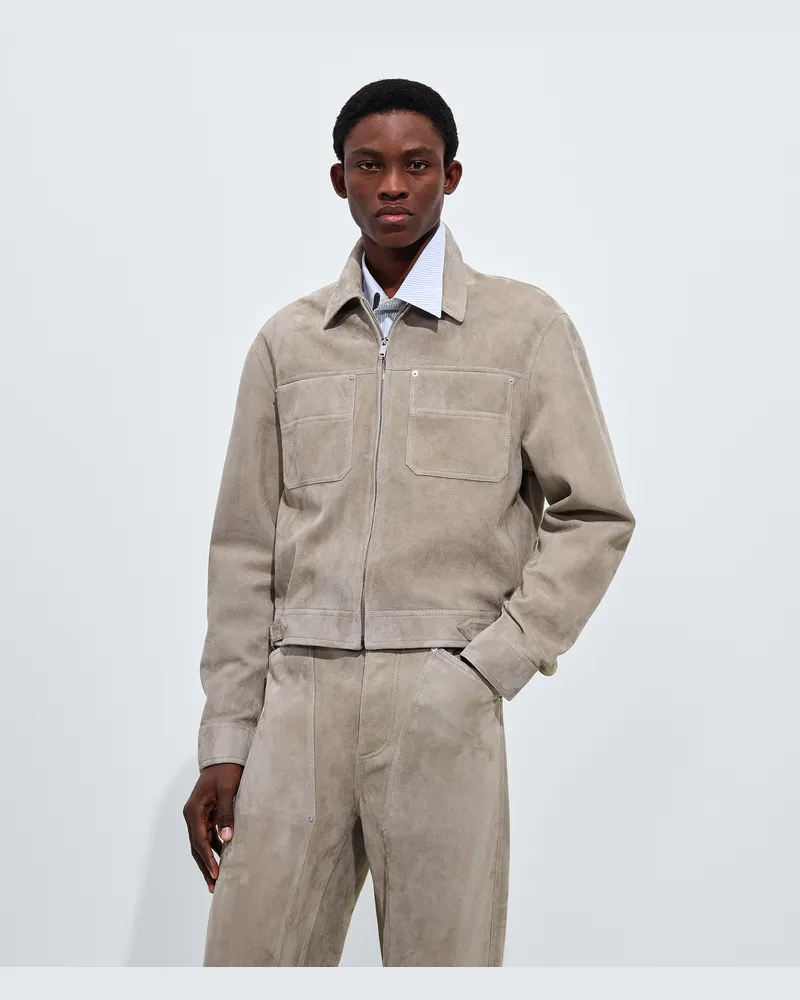 Bottega Veneta Wildlederjacke-Grau - Herren Grau