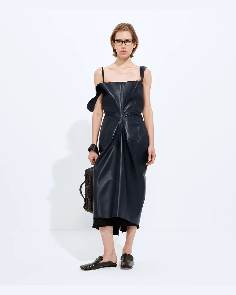 Bottega Veneta Kleid aus leicht glänzendem Leder-Blau - Damen Blau