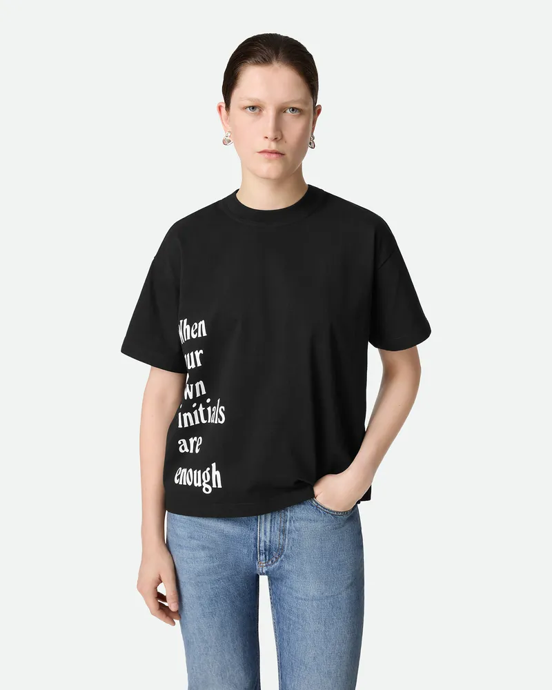 Bottega Veneta Bedrucktes T-shirt Aus Baumwolljersey - Schwarz - Damen Baumwolle Schwarz