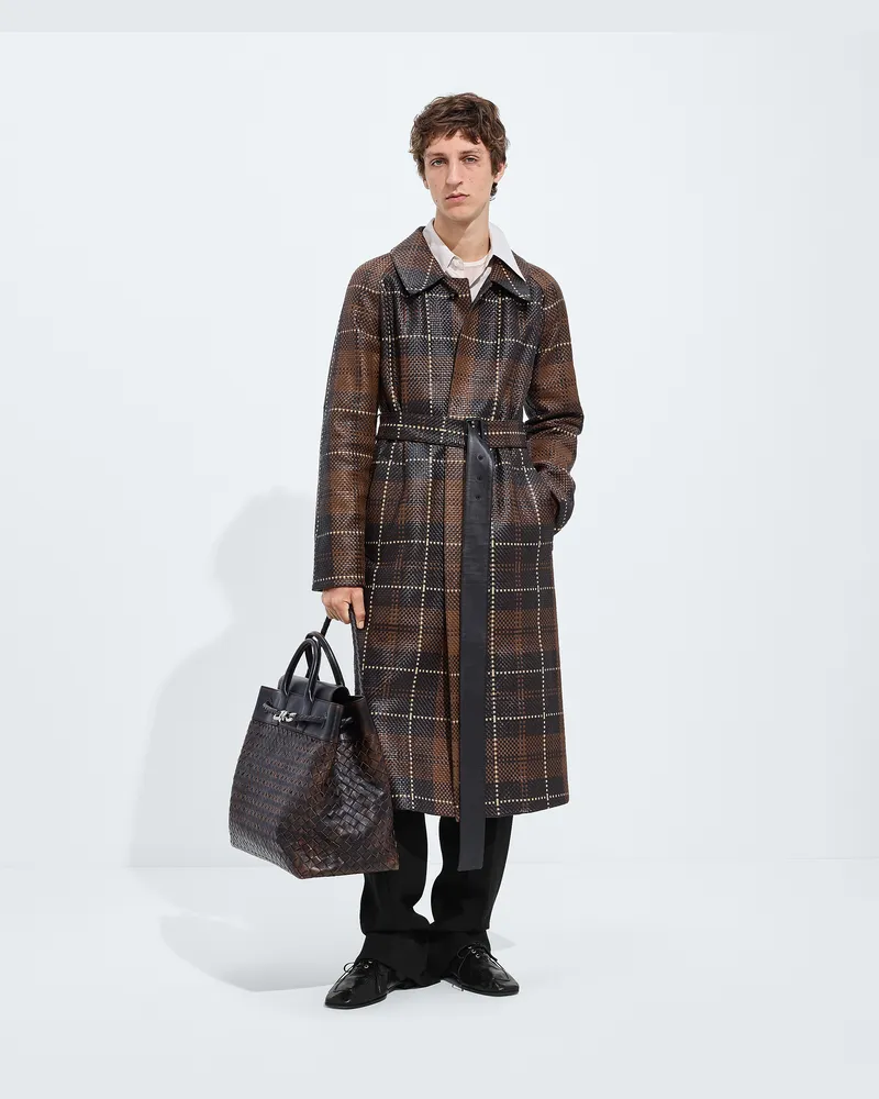 Bottega Veneta Mantel aus Mini Intrecciato Leder-Braun - Herren Braun