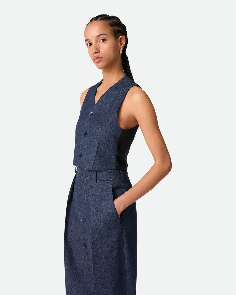 Bottega Veneta Weste Aus Melierter Wolle - Blau - Damen Wolle Blau