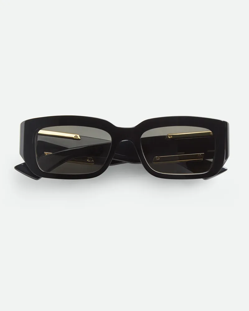 Bottega Veneta Rechteckige Dash Sonnenbrille-Schwarz - Unisex Schwarz