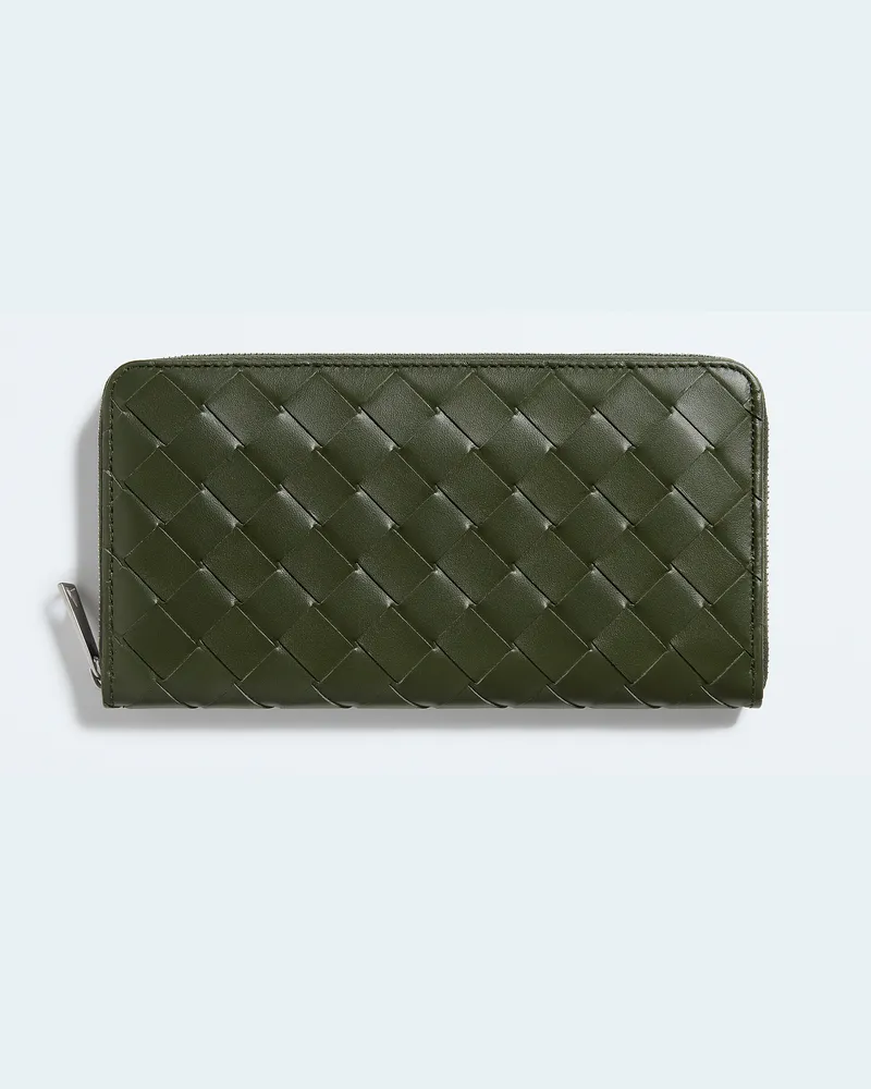 Bottega Veneta Intrecciato Portemonnaie mit umlaufenden Reißverschluss-Grün - Herren Grün